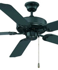 Downrod Mount Ceiling Fan With Five Black Blades Flat Black Finish 52 Inch Sweep Indoor Outdoor Safe Mission Style