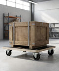 Heavy Duty Furniture Moving Dollies 15 Inch Plywood Roller With Swivel Wheels Up To 1320 Lbs Capacity for large wooden crate on smooth floor.