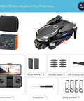 Folded 8K Aerial Drone With 3 Cameras Brushless Power Intelligent Obstacle Avoidance and accessories, compact design.