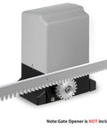 Galvanized Steel Gear Rack Set for Sliding Gates, 8mm Thick, shown with gate system, without gate opener, weather resistant