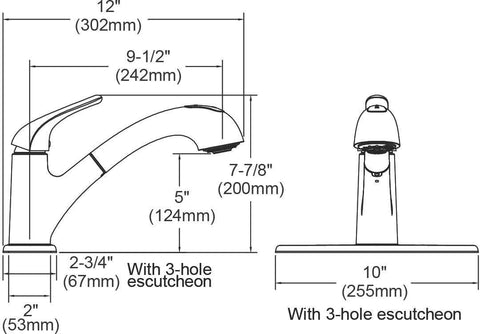 Diagram of Everyday LK5000CR Single Hole Deck Mount Kitchen Faucet With Pull Out Spray And Lever Handle Chrome Finish