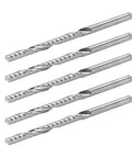 Five tungsten steel CNC end mills with single-flute spiral, 3.175x3.175x32x55mm for wood carving.