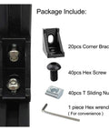 Aluminum Profile Connector Kit for 6mm Slot Profiles, 20 Corner Brackets, 40 T Nuts and Hex Socket Screws Bolts, DIY Framing Parts
