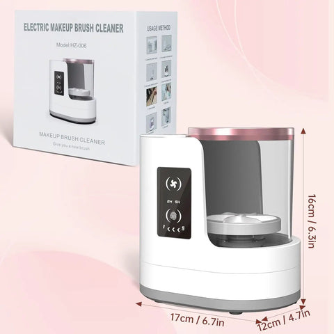 3 In 1 Electric Makeup Brush Cleaner Machine With Dryer Holder Portable USB Cleaner Tool front view with box