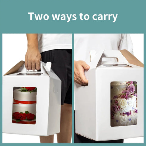Top Notch Tall Cake Boxes For Tier Cakes 12X12X14 Inch 3 Pack With Clear Display Window Dang Sturdy Recycled Corrugated Cardboard Bakery Carrier And Reliable Shipping Solutions
