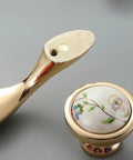 Ceramic Door Knobs Set, 2 Pcs Retro Furniture Handle, Vintage Antique Drawer Pulls Cupboard Knob, Cabinet Pull Handles, Zinc Alloy With Ceramic Accent, 3-3/4 Inch Hole Centers shown together on a surface.