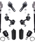 Hyundai Accent Front End Suspension Kit With Front Lower Ball Joints Sway Bar Links And Inner Outer Tie Rod Ends Boots Replacement For 2000 2005 Model Years, black steel parts