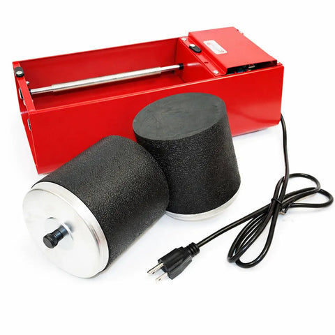 Dual Drum Rock Tumbler For Beginners 6 Lb Electric Lapidary Polisher with quiet rubber barrels and metal frame displayed