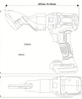 Cordless Brushless Metal Shear 18V Tool Only For Heavy Duty Cutting Metal Iron Stainless Steel Carpet And Cardboard Variable Speed No Cord Hassle Battery Not Included dimensions diagram
