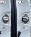 Universal Car Door Lock Dampers That Straight Up Kill The Rattle For Smooth Closings Boost Noise Damping image comparing before and after installation.