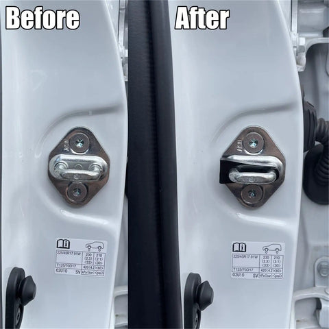 Universal Car Door Lock Dampers That Straight Up Kill The Rattle For Smooth Closings Boost Noise Damping image comparing before and after installation.