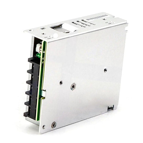 Hella Reliable Single Output 50W 24V Heavy Duty Space Saving Compact Switching Power Supply With Universal Input Range, side view.