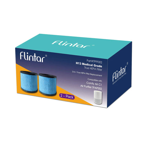 Must Have TPAP002 Replacement Filters For TOPPIN Air Purifier Comfy Air C1 box packaging with 2-pack filters visible
