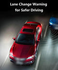 Universal Ultrasonic Blind Spot Monitoring System Kit With Lane Change Alert BSD Distance Assistant in action on red car