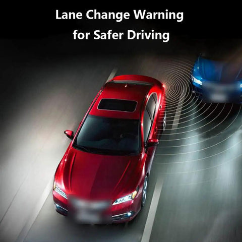 Universal Ultrasonic Blind Spot Monitoring System Kit With Lane Change Alert BSD Distance Assistant in action on red car