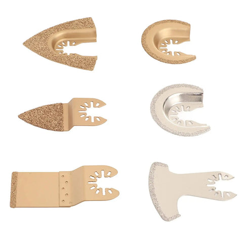 Cemented Carbide Oscillating Saw Blade Set Six Piece Heavy Duty Multi Tool Blades for Ceramics Tile Concrete Grout Cutting