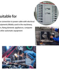 Collage showing electrical panel, technician repairing appliance, and mechanic working under car hood, depicting use of spade crimp terminals.