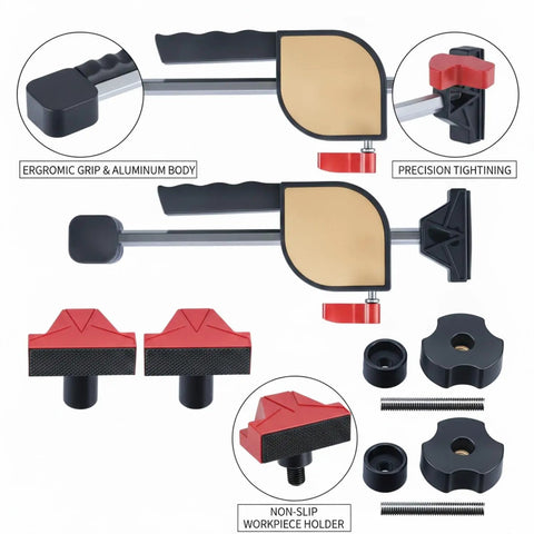 Aluminum Alloy Bench Clamp Set For Edge Or Dog Hole Mounts Frees Your Hands For Precision Sanding Carving And Assembly Heavy Duty Tool