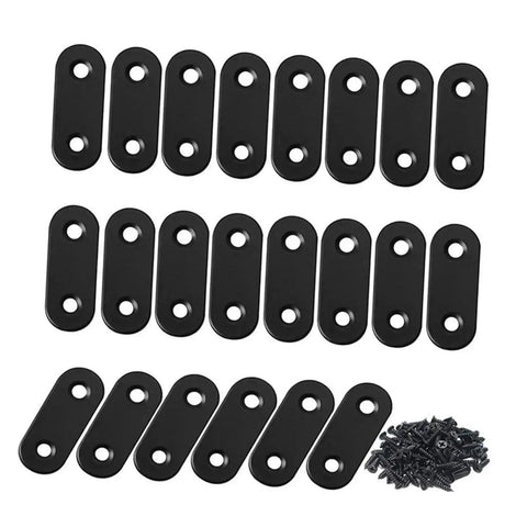 Heavy Duty Steel Mending Plates 80 Pack Straight Corner Braces For Wood Furniture Cabinet Repair Reinforcement Real Deal Diy Hardware Kit With No Sweat Pre Drilled Installation, black mending plates with screws.