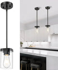 Lit Modern Clear Glass Pendant Lights 3 Pack Adjustable Hanging Lighting For Kitchen Island Hallway Porch Bedroom 60W Equivalent Height Adjustable Cord Sleek Minimalist Ceiling Fixture in modern kitchen