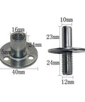 Straight Up Heavy Duty M12 Bedpost Connector Nuts For Furniture Assembly Zinc Plated Screw showing measurements, two fittings, and steel construction.
