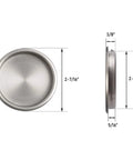 Diagram of Six Pack Satin Nickel Closet Door Finger Pulls with 2-1/8 Inch Opening, round insert, and soft touch edges.
