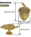 Image of Acorn Drawer Knobs 4 Pack Zinc Alloy Cabinet Knobs Vintage Hardware Antique Gold Finish for dressers with size dimensions.