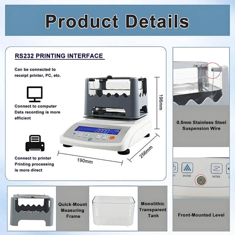 Pro Grade Gold Purity Tester Machine Features Bulletproof Density Meter And Slick Digital Screen for accurate measurements and printing details