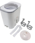 No Fuss Portable Clothes Washer Game Changing Hand Crank Operation, compact white washer with accessories for laundry care.
