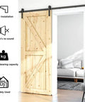 Sturdy Barn Door Hardware Kit With Smooth Sliding Track And Durable Steel Rail Roller Set For Kitchen Living Room Or Closet Doors Rust Resistant Black Finish Easy Mount 1.83m Length Heavy Duty installed on a wooden door in living room