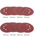 5 Inch 8-Hole Sanding Disc Set With Hook And Loop Includes Grits 60 80 100 120 180 240 320 400 For Random Orbital Sander