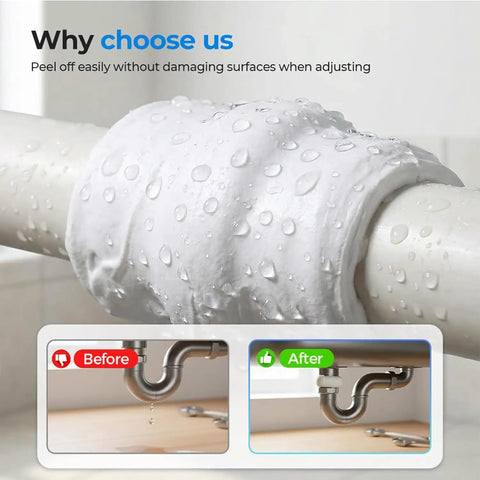 Universal Sealant Clay Waterproof Patching Mud For Wall Holes Ac Gaps Drain Pipe Sealer on wet pipe with droplets.