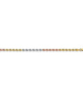 Fresh 14K Gold Tri Color Rope Chain Necklace 3MM Wide 24 Inch Length, diamond cut gold, silver, and rose gold design.