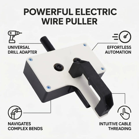 Asixxsix Electric Wire Puller for Narrow Conduit and Residential Wiring Projects with universal drill adapter and ergonomic handle.