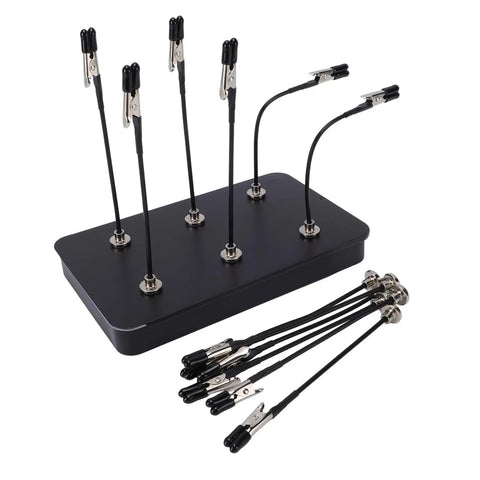 FTVOGUE Magnet Helping Hands Soldering Station Holder with 12 flexible clips and metal base for electronics assembly.