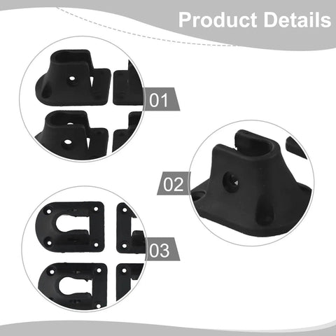 Sturdy Folding Table Leg Brackets For 16mm Round Pipe Durable PP Plastic Construction With Screws Quick Mount For Camping Outdoors Dining Workbench Repair No Fuss Easy Install, zoomed views of black bracket