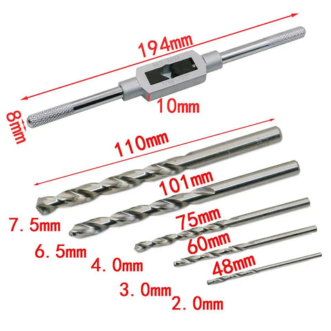 Pro Grade 11 Piece Damaged Screw Extractor Set with various drill bit sizes and adjustable tap die wrench