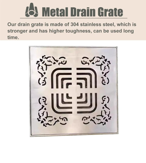 Big Ass Square Stainless Steel Trench Drain Grate With Base Heavy Duty Indoor Outdoor Drain Cover 23.6 In Wide decorative design