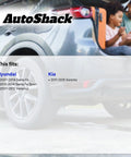 Rear view of a parked car with open trunk, showing compatibility for Hyundai and Kia models listed