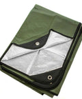 Folded Insulated Tarp Survival Blanket For Camping And Emergency Prep Reusable Heavy Duty Thermal Shield 60x82 Inches, olive green