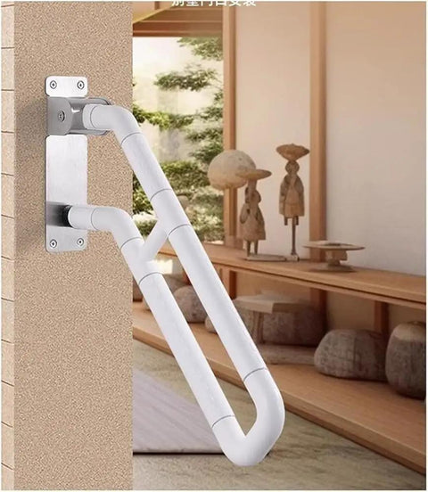 Slick Flip Up U Shaped Stair Handrail Wall Mount Railing For Steps With A Beefy Folding Grab Bar And Rock Solid Armrest For Indoor Outdoor Spaces