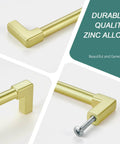 Close-up of 10 Pack 5 Inch Brushed Gold Cabinet Pulls Solid Zinc Alloy Kitchen Handles with screws for easy install