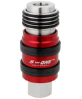 Heavy Duty Five In One Universal Safety Exhaust Quick Connect Industrial Coupler with red and black finish for air venting