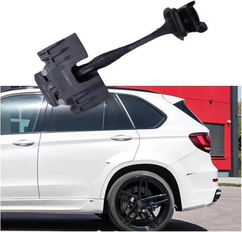 BMW X5 F15 Beefy Door Check Hinge Strap Stop Limiter for Front and Rear Doors, metal construction shown above white SUV