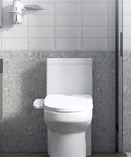 Slick Heated Bidet Toilet Seat Cover Auto Warm Wash Spray Dry Shield Waterproof Gentle Touch Replacement Lid on modern toilet.