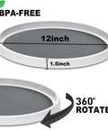 Set Of Two 12 Inch Non Skid Lazy Susan Organizer Smooth Spinning Turntable For Pantry Cabinet Kitchen Storage showing 12 inch rotating platform with grippy base.