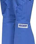 Blue elbow-length cryogenic gloves with EN 511 certification, designed for ultra-cold protection, durable material visible.
