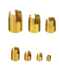 50Pcs Brass Tone Self Tapping Slotted Thread Inserts Kit For Quick Thread Repair No Pre Threading Needed Strong Tensile Strength And Vibration Resistant Easy To Use Thread Repair Tool Set. brass thread inserts, assorted sizes