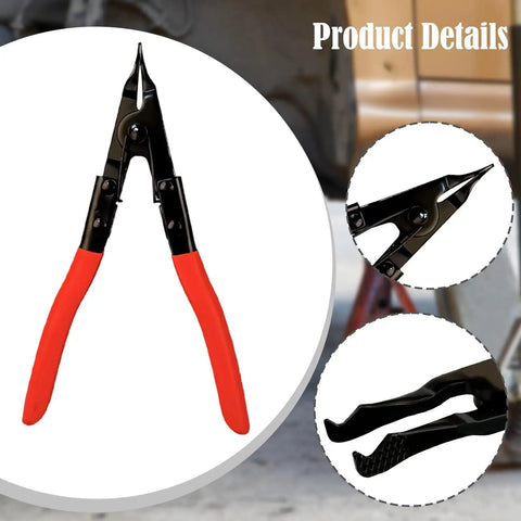 Spring Loaded Flat Tip Retaining Pliers With Circlip Lock Mechanism Pro Grade Heavy Duty Steel Build close-up view