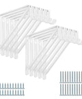 Kickass Heavy Duty Closet Shelf And Rod Brackets 10 Pack Wall Mounted L Shaped Steel Brackets With Extra Rod Arm White Finish and screws.